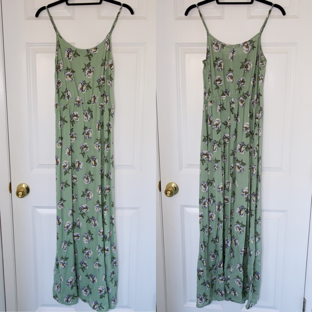 Forever 21 mint green floral maxi dress OWO